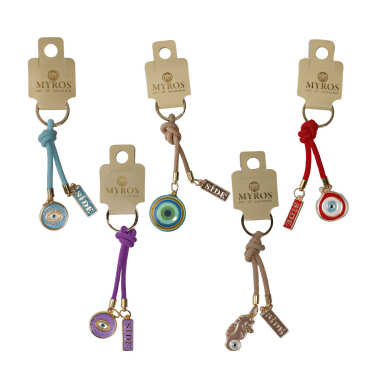 Side Themed Evil Eye Keychain Gold Collection - 12