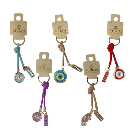 Side Themed Evil Eye Keychain Gold Collection - 12
