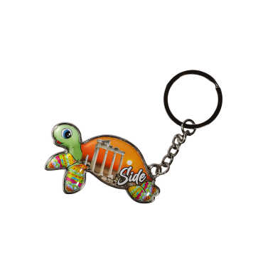 Side Themed Floating Turtle Shaped Metal Keychain - 6
