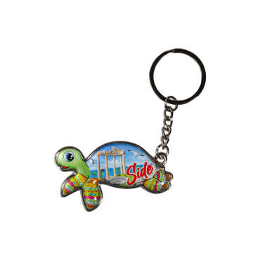 Side Themed Floating Turtle Shaped Metal Keychain - 4