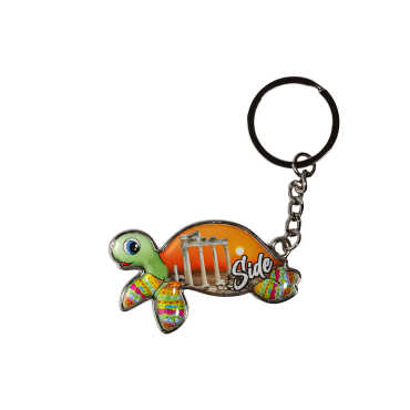 Side Themed Floating Turtle Shaped Metal Keychain - 5