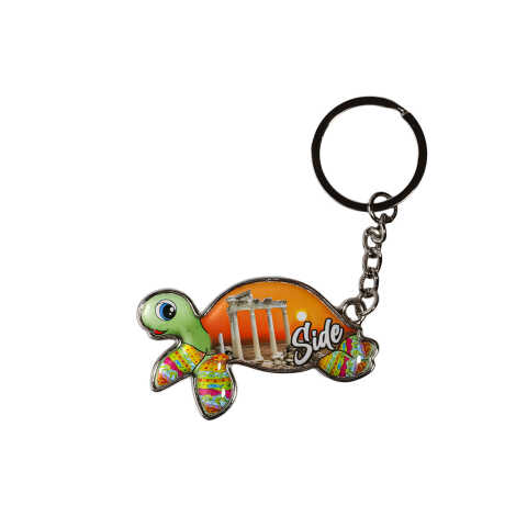 Side Themed Floating Turtle Shaped Metal Keychain - 5