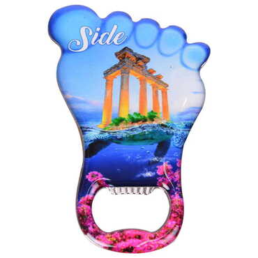 Myros - Side Themed Foot Shaped Metal Magnetic Bottle Opener 100x59 mm