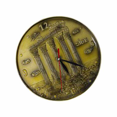 Side Themed Gold Color Polyester Desktop Clock - 2