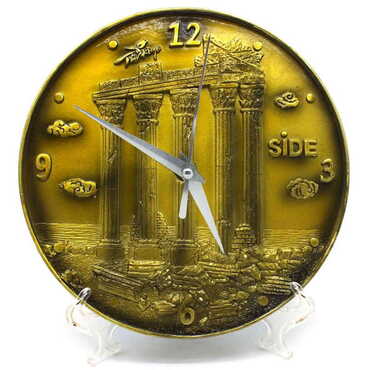 Myros - Side Themed Gold Color Polyester Desktop Clock