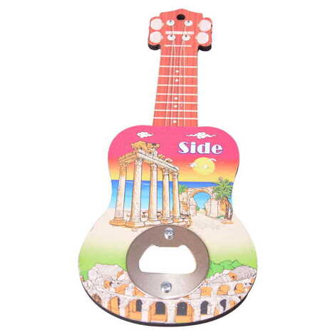 Side Themed Guitar Shaped Printed MDF Wooden Bottle Opener 200x89 mm