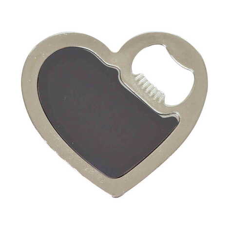 Side Themed Heart Shaped Metal Magnetic Bottle Opener 85x76 mm