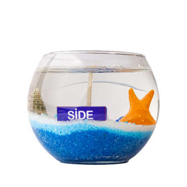 Side Themed Large Round Glass Candle with Gel Wax - 1