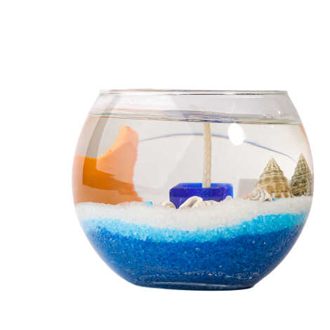 Side Themed Large Round Glass Candle with Gel Wax - 2