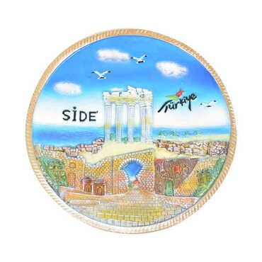 Myros - Side Themed Local Themed Ceramic Crystal Plate 20 cm