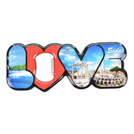 Side Themed Love Letter Shaped Metal Magnetic Opener 114x47 mm - 4