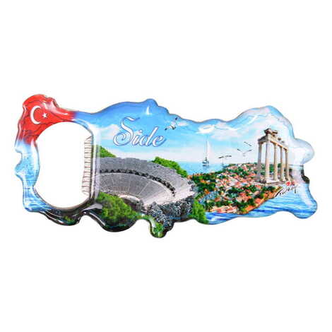 Side Themed Map Shaped Metal Magnetic Bottle Opener 100x45 mm - 4