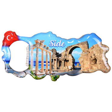 Side Themed Map Shaped Metal Magnetic Bottle Opener 100x45 mm - 7