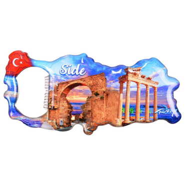 Side Themed Map Shaped Metal Magnetic Bottle Opener 100x45 mm - 8