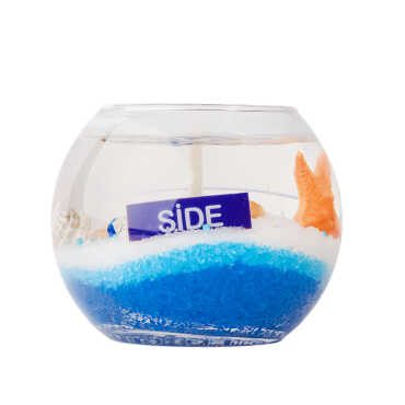 Side Themed Medium Round Glass Candle with Gel Wax - Myros