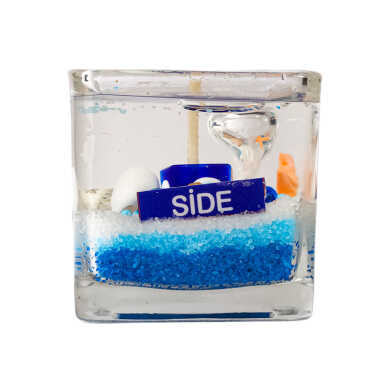 Side Themed Medium Square Glass Candle with Gel Wax - 1