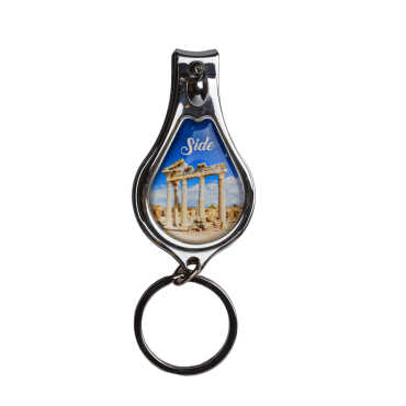 Side Themed Metal Bottle Opener Oval Keychain Nail Clipper - 1