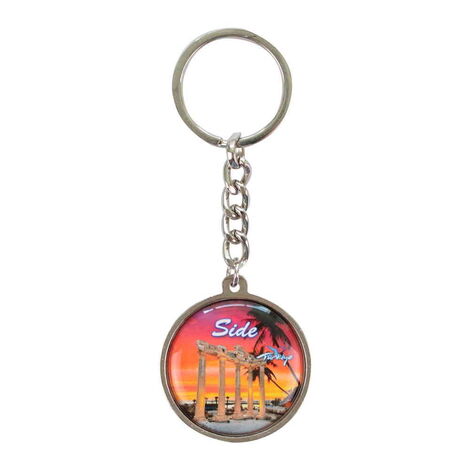 Side Themed Metal Double Sided Round Keychain 40x95 mm - 1