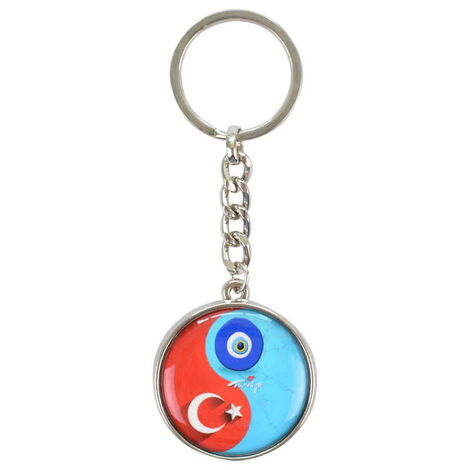 Side Themed Metal Double Sided Round Keychain 40x95 mm - 2