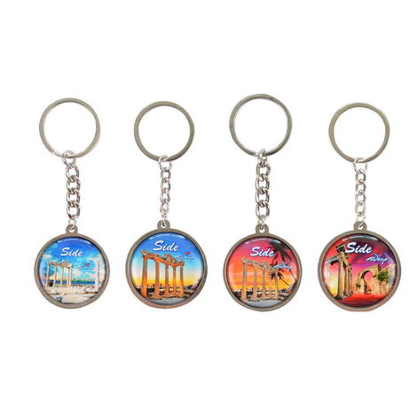 Side Themed Metal Double Sided Round Keychain 40x95 mm - 3