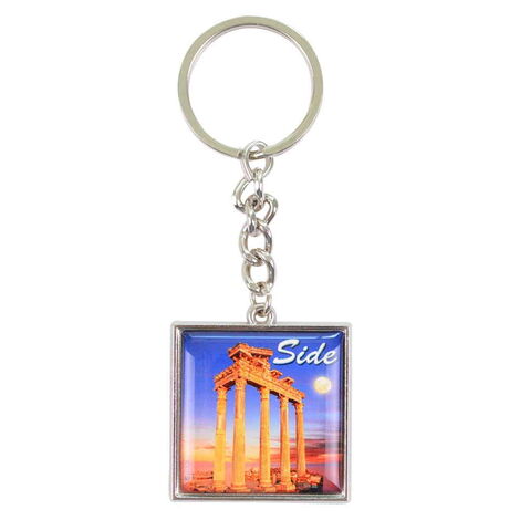 Side Themed Metal Square Shaped Double Sided Keychain 36x95 mm - 1