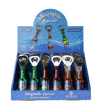 Side Themed Metallic Bottle Opener Refrigerator Magnet - 1