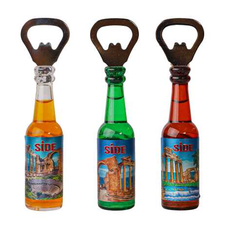 Side Themed Metallic Bottle Opener Refrigerator Magnet - 2