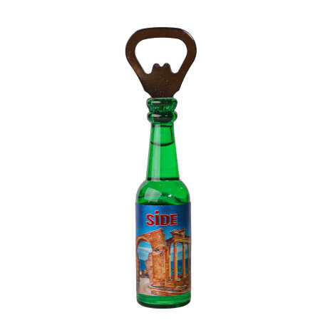 Side Themed Metallic Bottle Opener Refrigerator Magnet - 3