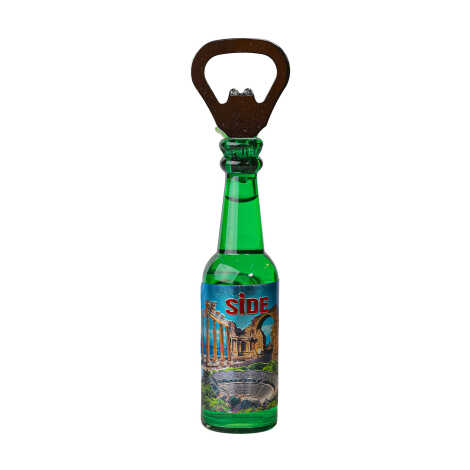 Side Themed Metallic Bottle Opener Refrigerator Magnet - 4