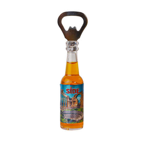 Side Themed Metallic Bottle Opener Refrigerator Magnet - 5