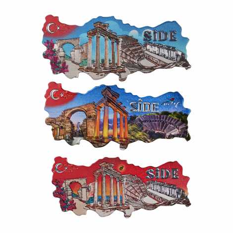 Side Themed Metallic Map Refrigerator Magnet - 2