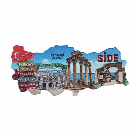 Side Themed Metallic Map Refrigerator Magnet - 7