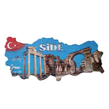 Side Themed Metallic Map Refrigerator Magnet - 10
