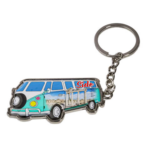 Side Themed Minibus Shaped Metal Keychain - 6