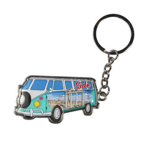 Side Themed Minibus Shaped Metal Keychain - 4