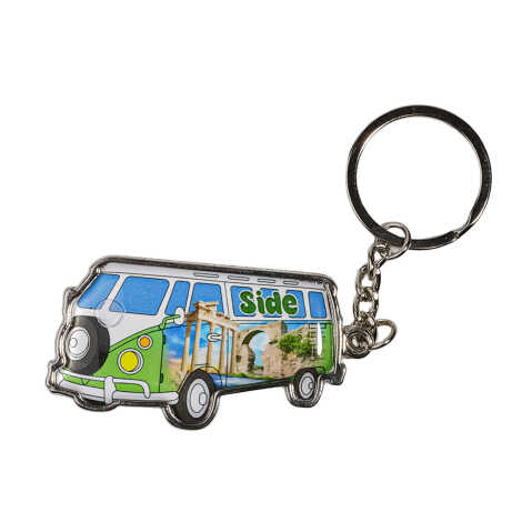 Side Themed Minibus Shaped Metal Keychain - 5