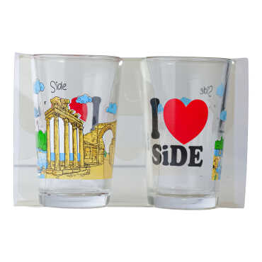 Side Themed Myros Printed Set of Two Coffee Side Glasses - Myros