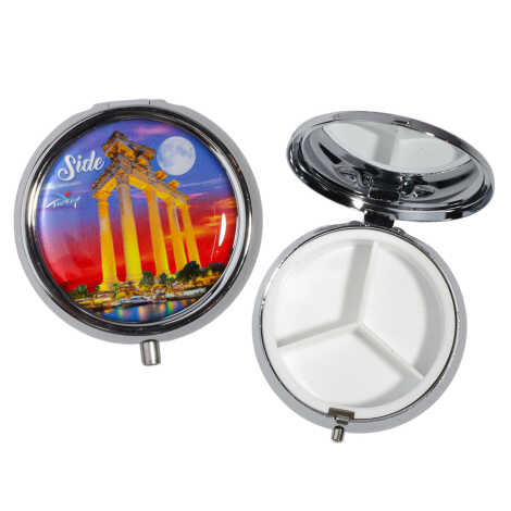 Side Themed Myros Round Pill Box 50x15 mm - 1