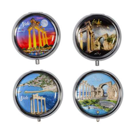 Side Themed Myros Round Pill Box 50x15 mm - 2