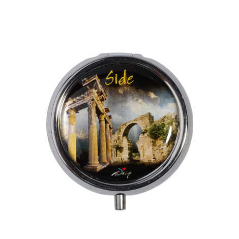 Side Themed Myros Round Pill Box 50x15 mm - 7