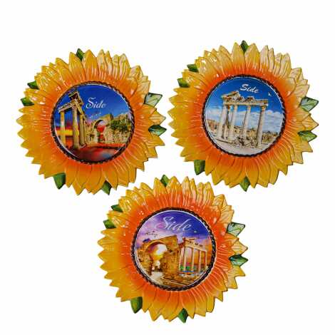 Side Themed Myros Sunflower Ceramic Plate 26 cm - 2