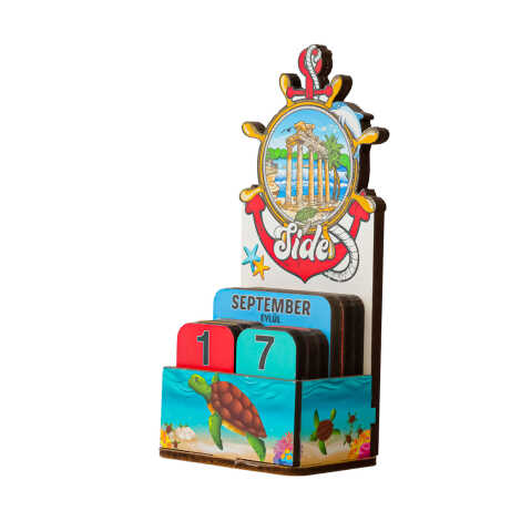 Side Themed Myros Wooden Desk Calendar - 5