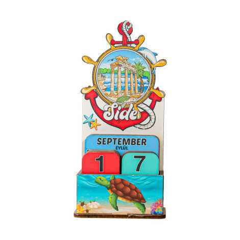 Side Themed Myros Wooden Desk Calendar - 3