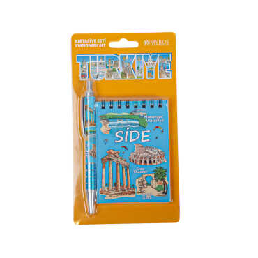Side Themed Notebook and Click Ballpoint Pen Set - 1