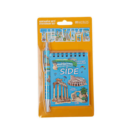 Side Themed Notebook and Click Ballpoint Pen Set - 1