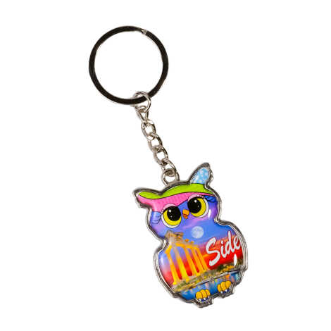 Side Themed Owl Shaped Metal Keychain - 5