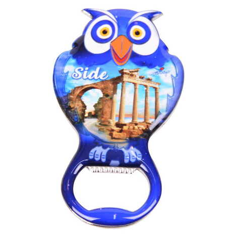 Side Themed Owl Shaped Metal Magnetic Bottle Opener 88x47 mm