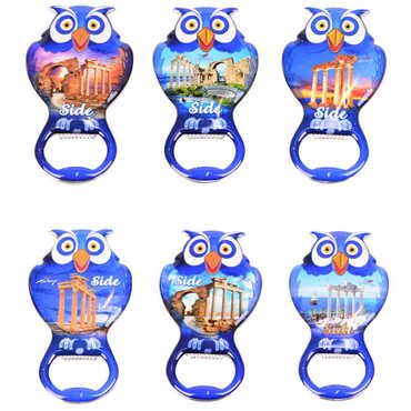 Side Themed Owl Shaped Metal Magnetic Bottle Opener 88x47 mm - 3