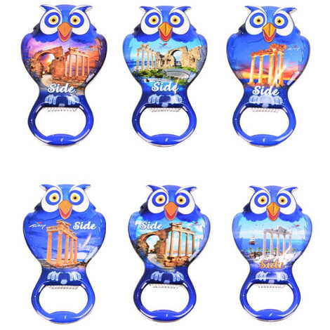 Side Themed Owl Shaped Metal Magnetic Bottle Opener 88x47 mm - 3