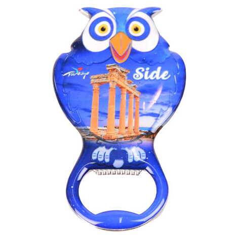 Side Themed Owl Shaped Metal Magnetic Bottle Opener 88x47 mm - 4